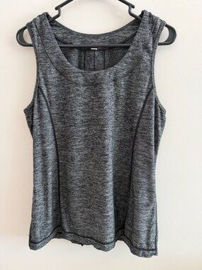 Lululemon Tank Top Women's 8 Gray Space Dye Scoop Neck Ruffle Back Athletic
